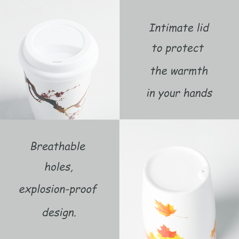 Cốc SWEEJAR lọc trà cà phê hai lớp bằng gốm và thép không gỉ có nắp bền bỉ tiện lợi cho văn phòng