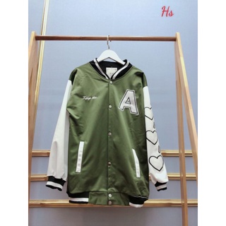 Áo Khoác Bomber Nam Nữ Unisex Varsity Jacket form rộng chất nỉ Phối Tay Chữ A Túi Trước G058 - HT STORE