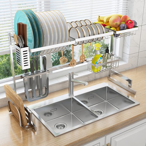 Kệ úp chén bát inox 304 không han gỉ, Gía để bát, Khay úp bát trên bồn rửa thông minh chống han gỉ