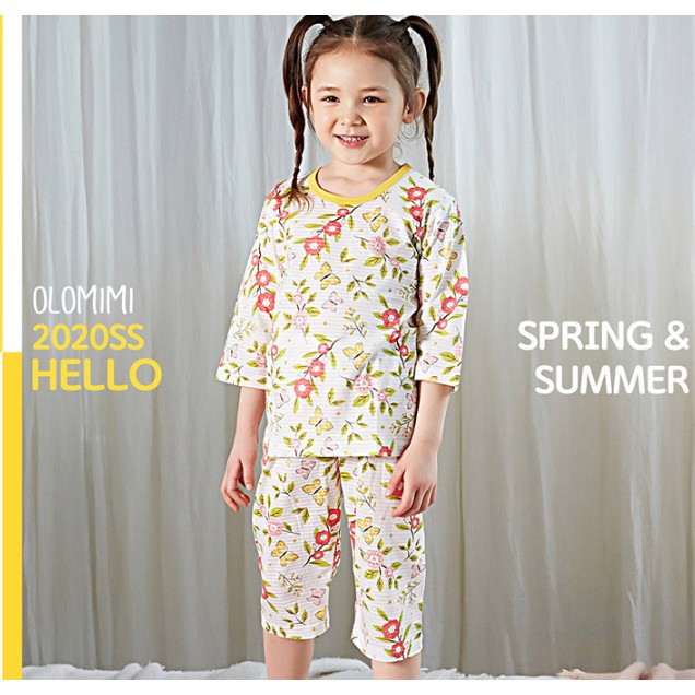 Bộ pijama lửng bé gái Giving You Flower 100% cotton - Olomimi Hàn Quốc