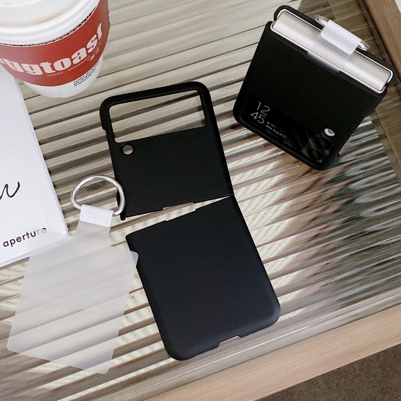Ốp Điện Thoại Nắp Gập Chống Sốc Màu Đen Kèm Móc Xỏ Ngón Cho Samsung Galaxy Z Flip 4 Flip 3