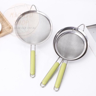 Rây lọc cháo cho bé, rây lọc inox cán xanh rây đồ ăn dặm cho bé siêu mịn hàng loại 1