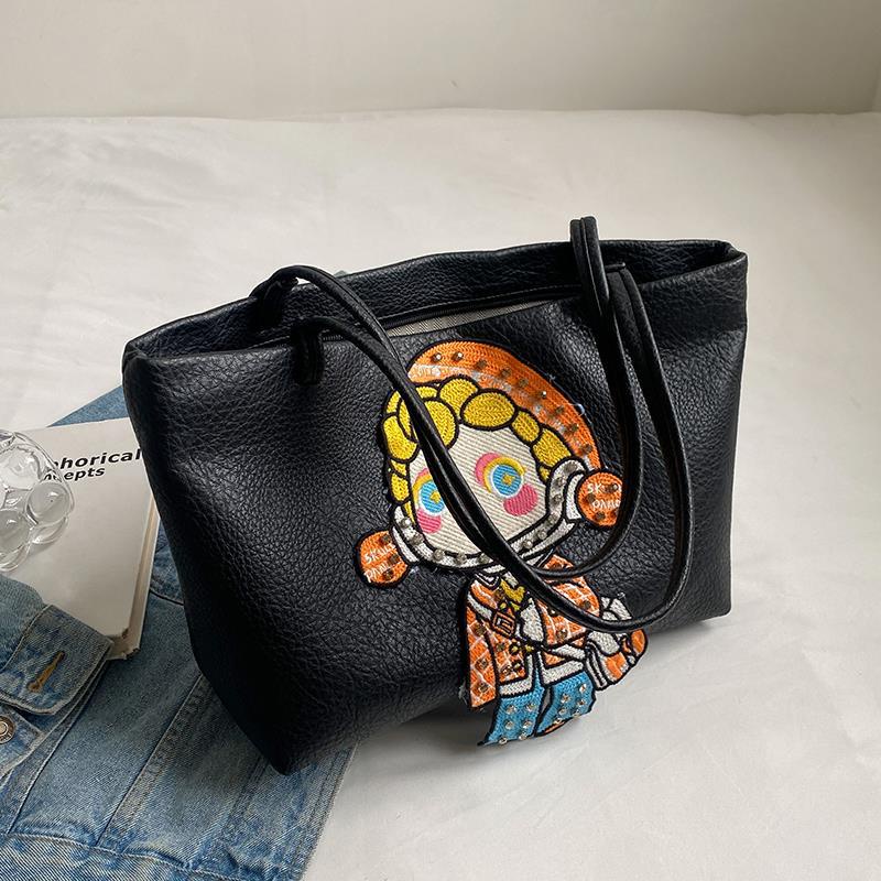 Túi Đeo Vai Cỡ Lớn Họa Tiết Hoạt Hình Đơn Giản Phong Cách Hàn Quốc Cho Nữ