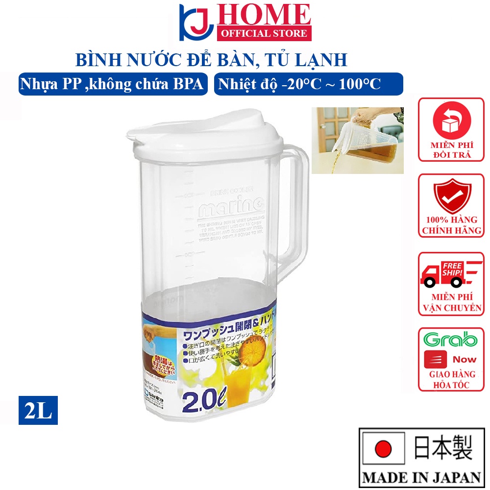 Bình Đựng Nước Pearl Life 2L Nhựa PP Cao Cấp, Kháng Khuẩn An Toàn Nội Địa Nhật Bản - KJ HOME