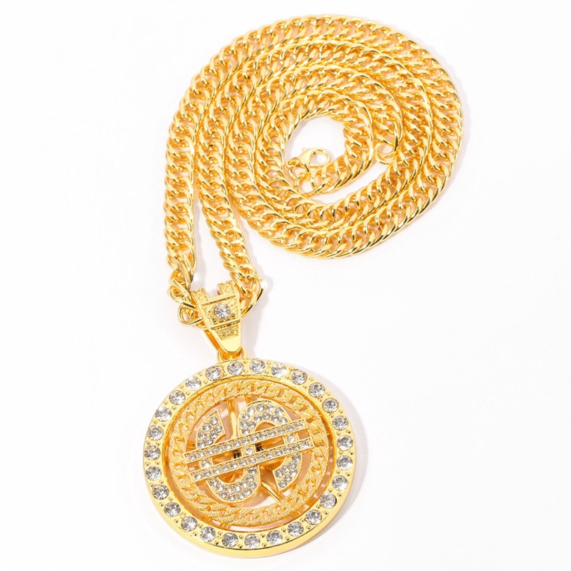Vòng cổ mặt hình kí hiệu tiền đô la đính đá thời trang dành cho nam nữ