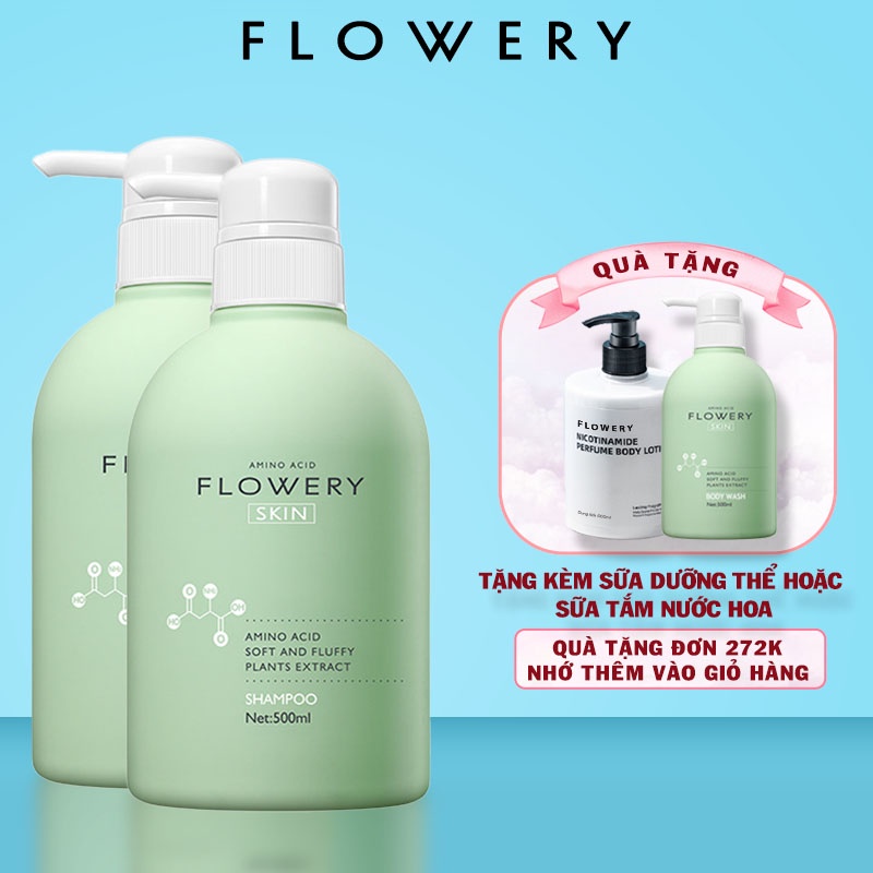 Combo dầu gội, dầu xả nước hoa muối biển Flowery 500ml