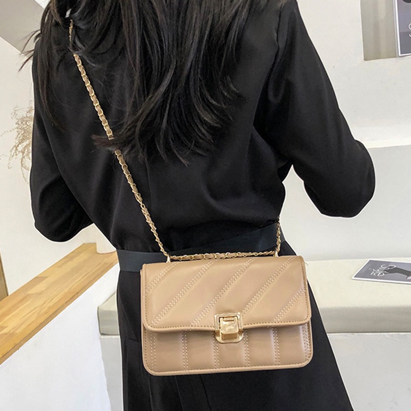IELGY Fashion Rhombus Chain Lock One Shoulder Oblique Small Square Bag Ladies