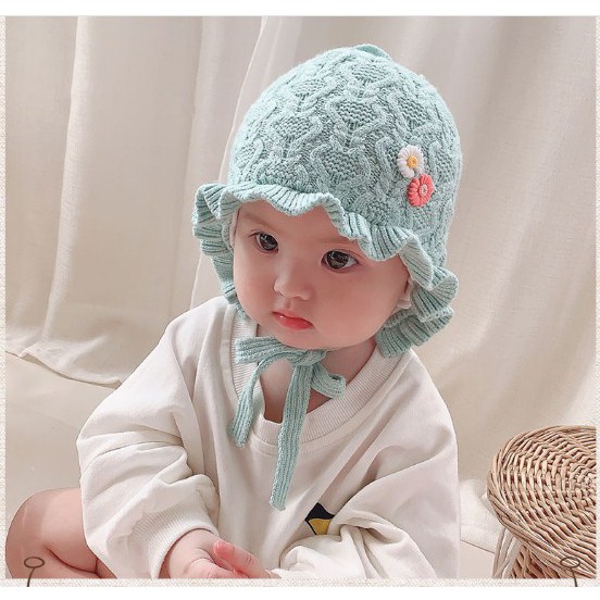 Mũ nón len bèo hoa Cúc cho bé dưới 1 tuổi