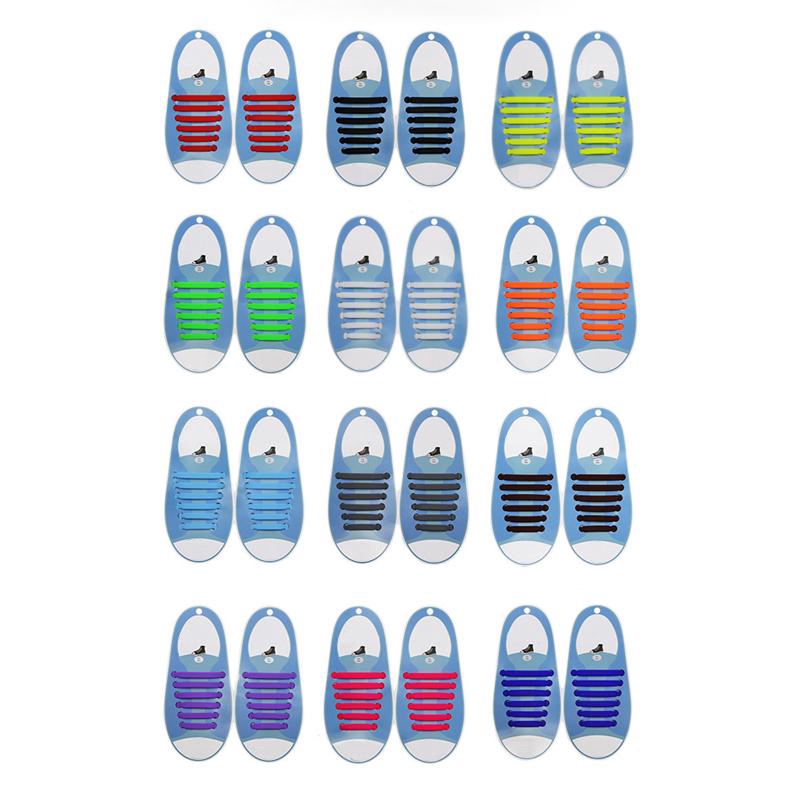 Set 16 Dây Giày Thể Thao Bằng Silicone Không Cần Buộc Co Giãn Dùng Cho Người Lớn Trẻ Em