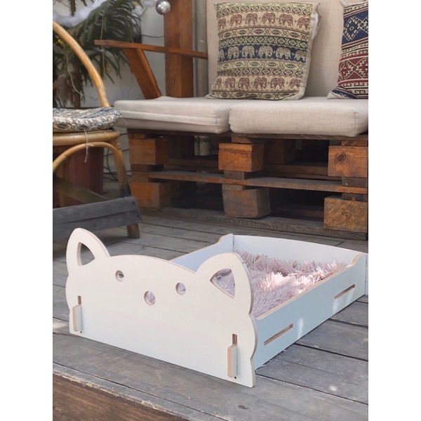 Giường ngủ sang chảnh cho boss cưng, gỗ Plywood chống nước, chống ẩm mốc, size S<5kg