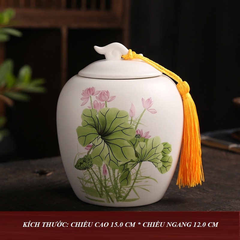 Hũ, Bình Đựng Trà Bằng Sứ Cảnh Đức Trấn