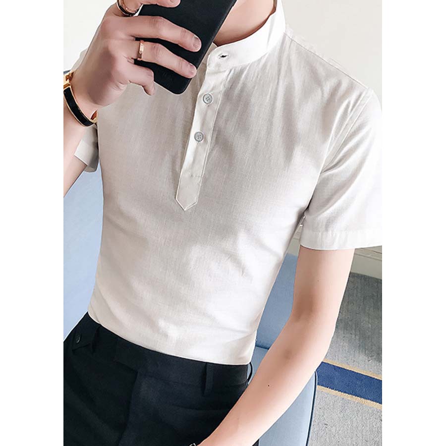 Áo Đũi Nam Cổ Tàu Ngắn Tay Chất Mịn Đẹp Kiểu Dáng Trơn Thời Trang