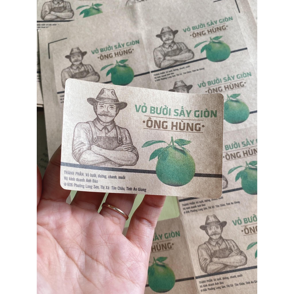 Tem giấy kraft - tem cafe - tem khô gà - tem mỹ phẩm-  In Bạch Dương