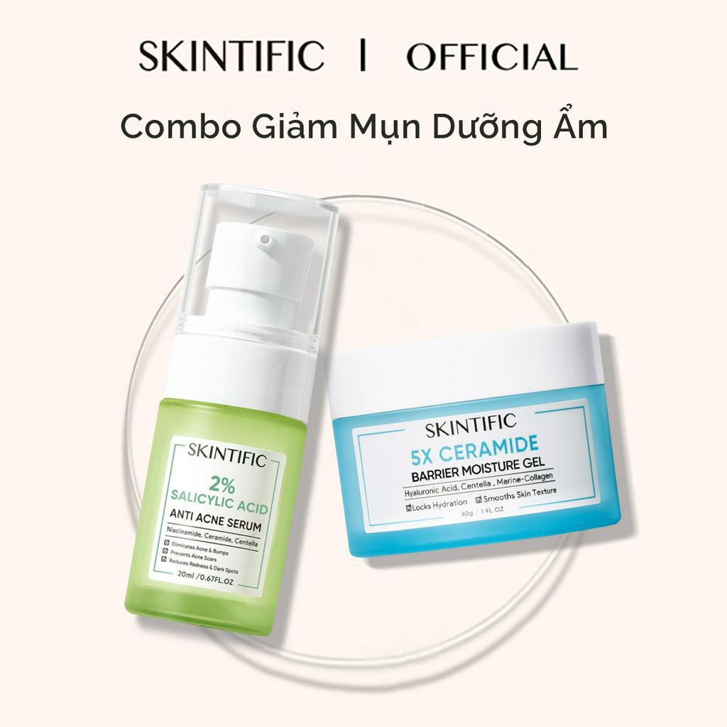 Combo giảm mụn dưỡng ẩm SKINTIFIC gồm Serum giảm mụn 20ml + Gel dưỡng ẩm 5X 30g