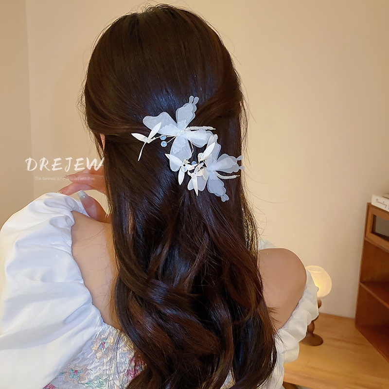 DREJEW Kẹp Tóc Bướm Pha Lê Siêu Cổ Tích Thời Trang Mori Ngọt Ngào Cho Nữ