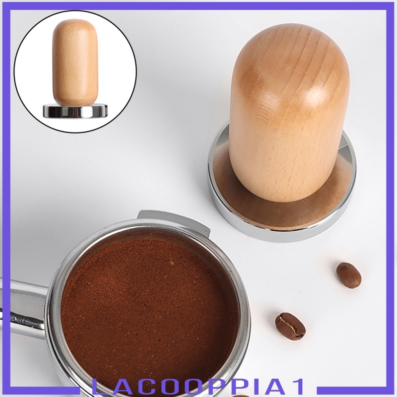 [LACOOPPIA1] Wooden Grip Espresso Coffee Tamper 58mm Barista Coffee Bean Press Hammer