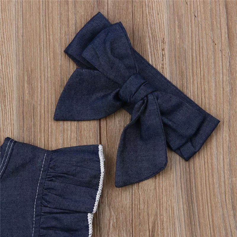 Bộ sơ sinh cho bé BabyGao chất liệu jeans kèm tuban cho bé gái phong cách châu âu