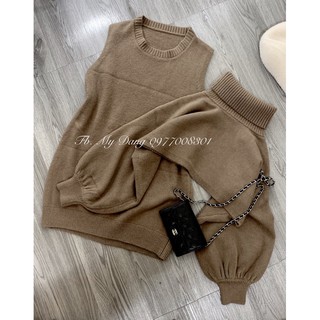 ( Ảnh thật ) Set váy len kèm áo choàng