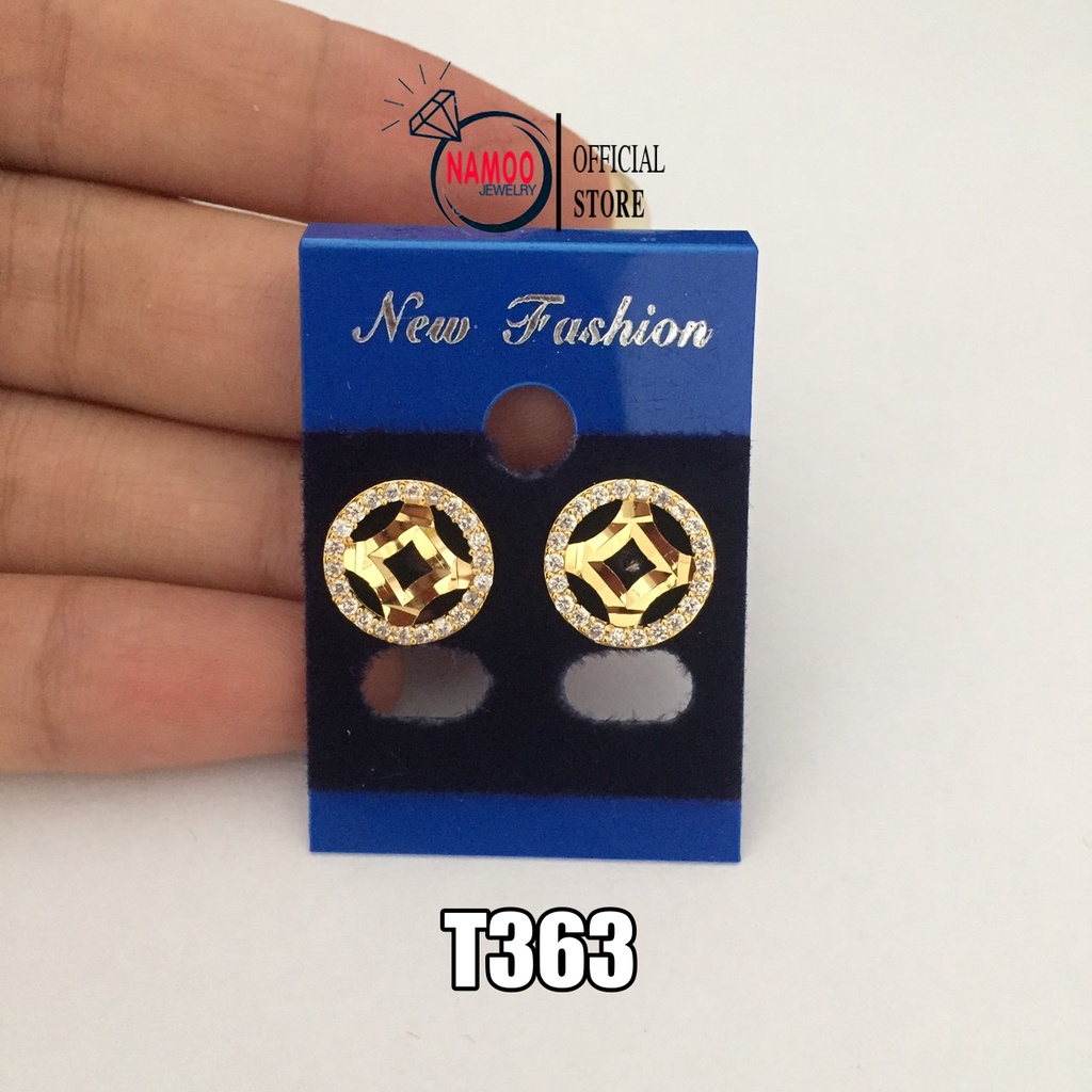 Bông Tai Nữ Dáng Dài Đá Xanh Ngọc T165 Bạc 925 Mạ Vàng Namoo Jewelry