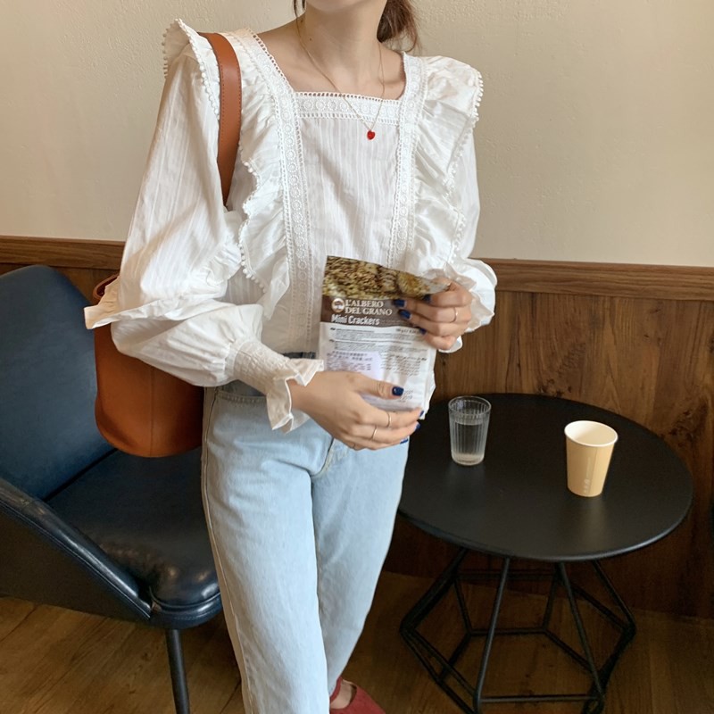 [FREESHIP] Áo babydoll buộc nơ sau phối ren Ulzzang (hàng QC) - Ảnh thật