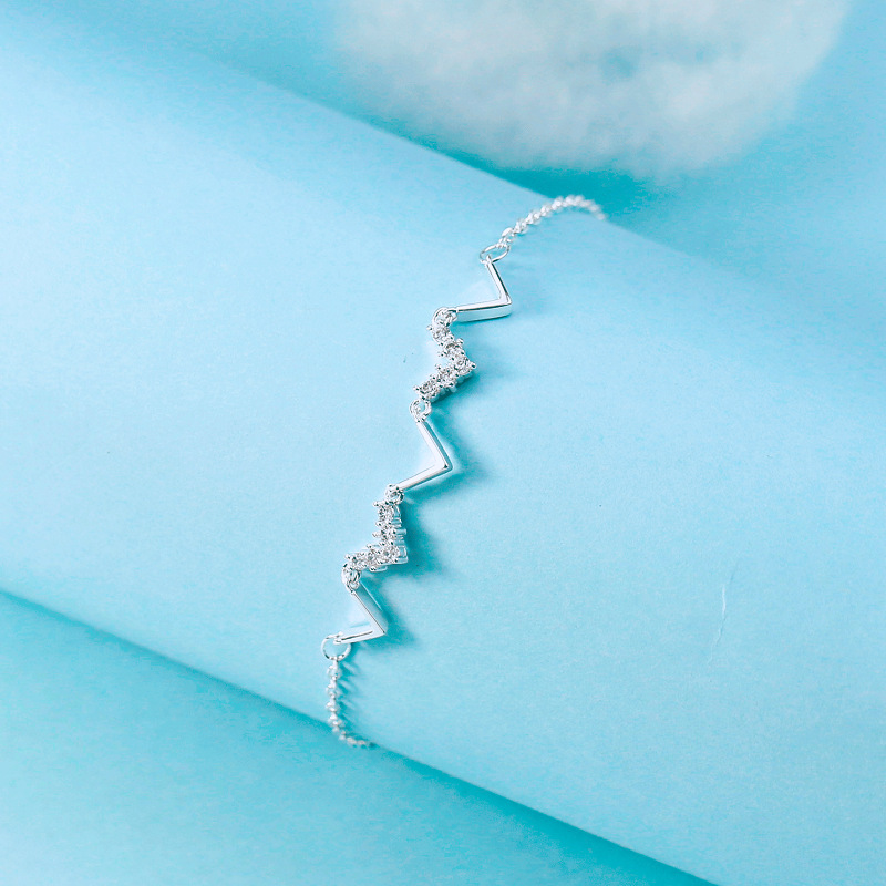 Mới Theo Phong Cách Hàn Quốc Đơn Giản Nhỏ Tươi Kim Cương Bộ Vòng Tay Bạc Lễ Tình Nhân Tặng