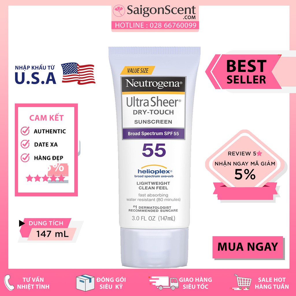 Kem Chống Nắng Neutrogena Ultra Sheer Dry-Touch Sunscreen SPF 55 ( 147mL )