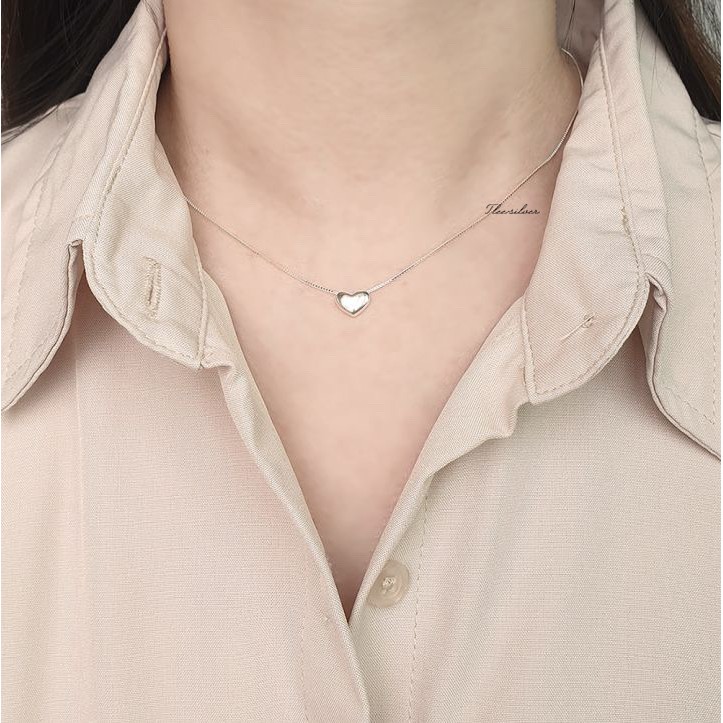 Dây chuyền bạc Tlee, Vòng cổ Tim phồng xinh xắn - TleeJewelry