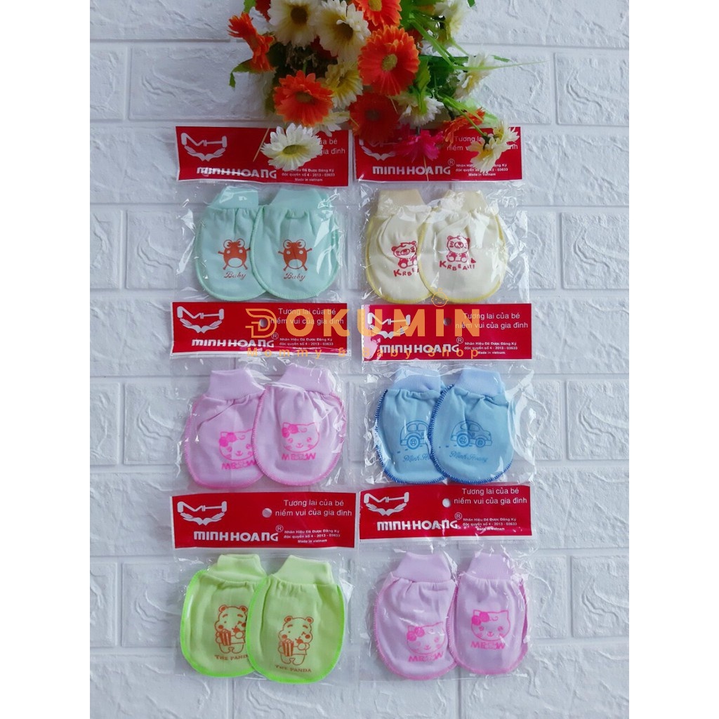 Bao tay bao chân sơ sinh cotton cao cấp cổ tròn co giãn an toàn cho bé sơ sinh 3 tháng BTC505