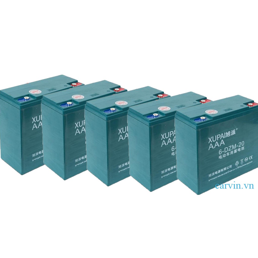 Bộ 5 bình ắc quy xe máy điện Xupai 20AH, 21.6AH và Xupai 24AH | Ắc quy xe điện 60V
