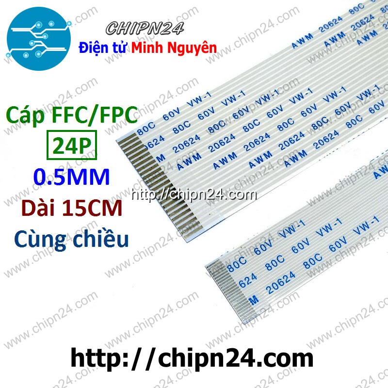 [1 SỢI] Cáp FPC/FFC 24P 0.5MM 15CM cùng chiều (Cáp AWM 20624 80C 60V VW-1)
