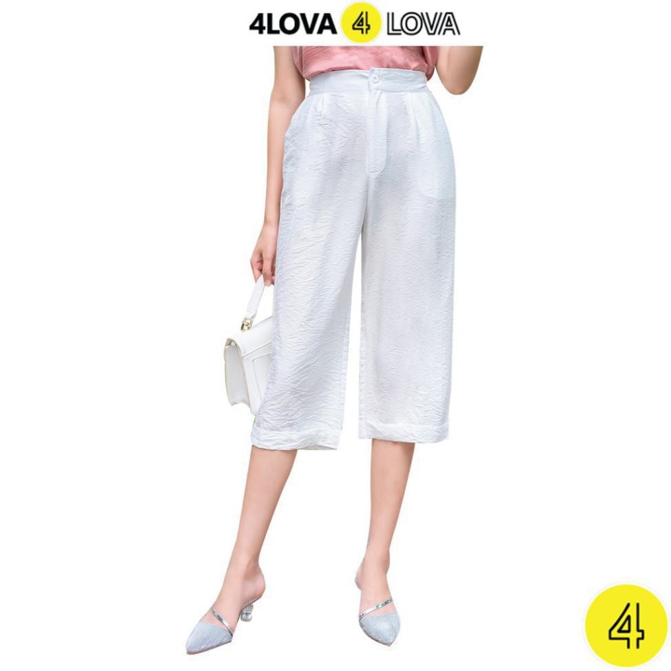 Quần suông nữ ống rộng 4LOVA vải đũi xước cao cấp