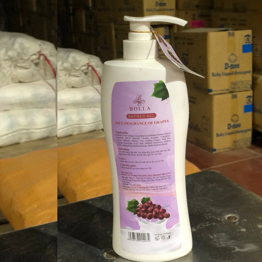 Sữa tắm nước hoa Bolla tinh chất gạo 650ml dưỡng ẩm thơm lâu trắng da toàn thân lưu hương lâu ,dịu nhẹ hàng chính hãng