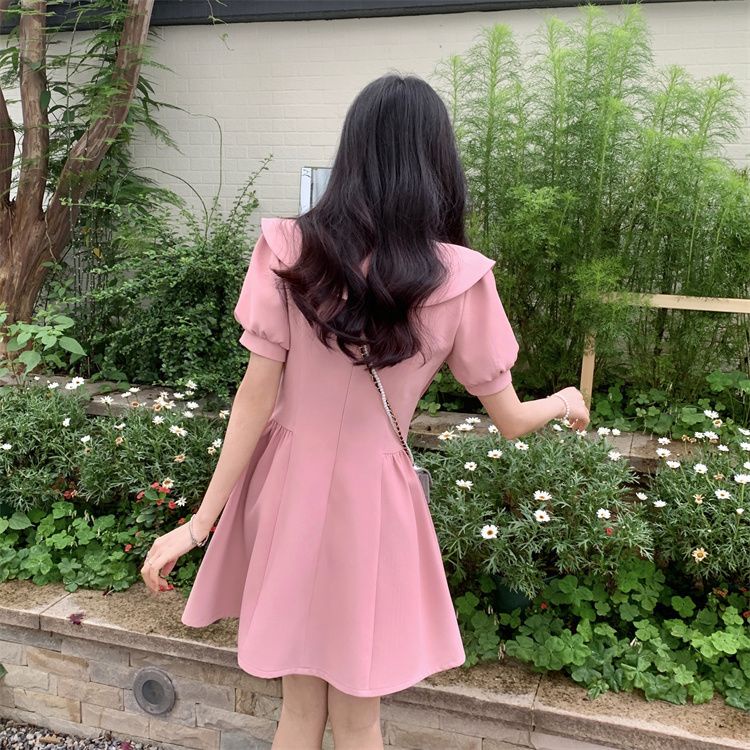 ❤Váy babydoll Đầm Hồng Tay Phồng Ôm Dáng Mẫu Mới 2022 Thời Trang Mùa Hè Cho Nữ