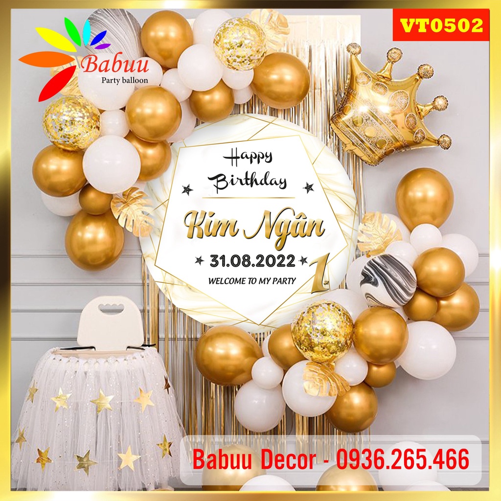 Set bóng trang trí sinh nhật tone vàng gold sang trọng - TẶNG kèm phụ kiện