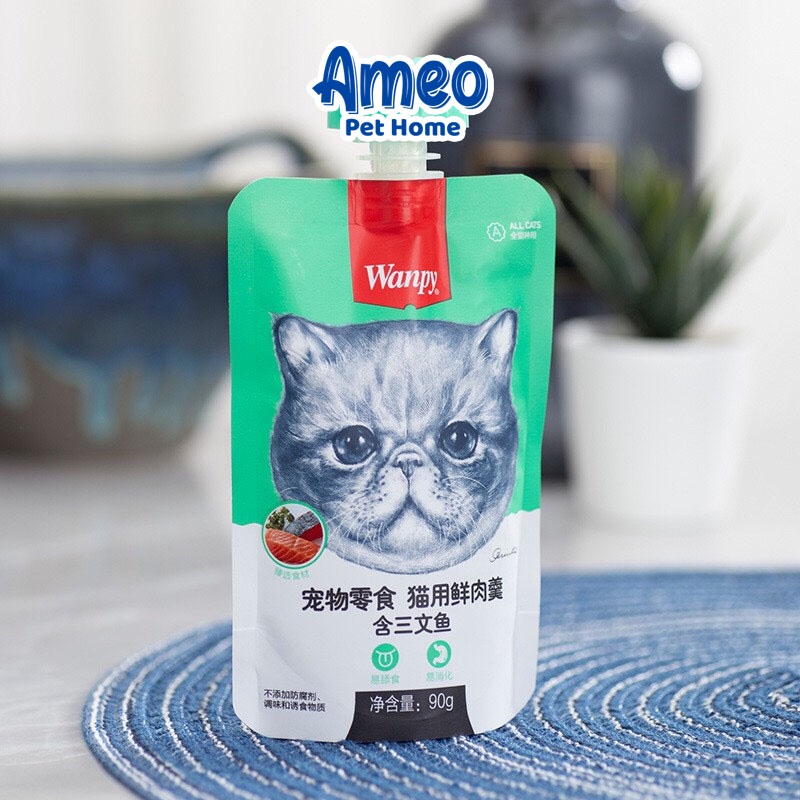Súp thưởng Wanpy cho mèo tuýp 90gr có nắp vặn