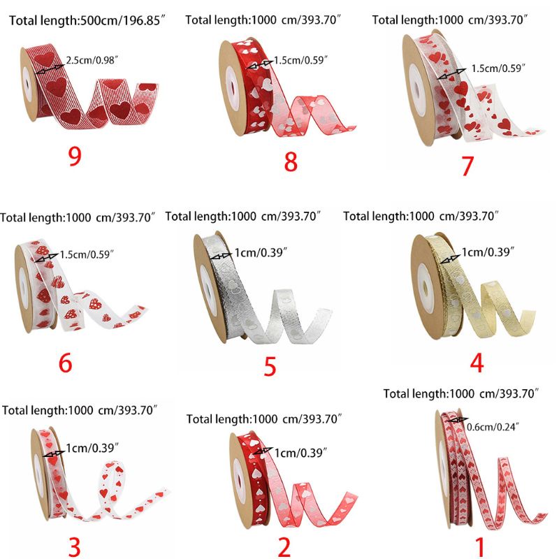 Cuộn Dây Ruy Băng 10m In Hình Trái Tim Dùng Trang Trí Tiệc Cưới / Valentine