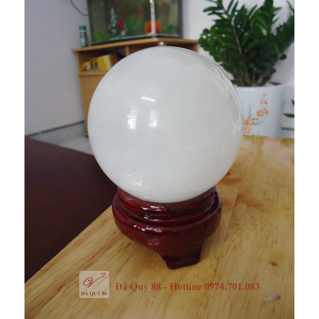 Quả cầu phong thủy đá hoa cương trắng tự nhiên đường kính 9cm