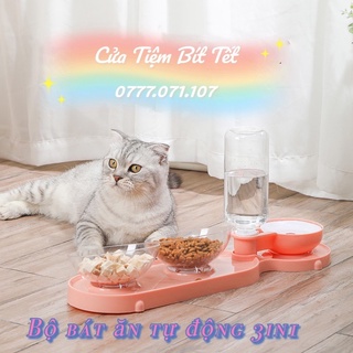 🔆🔆 Bát ăn cho thú cưng, bộ bát ăn uống tự động cho chó mèo 3in1, chén nghiêng 45 độ chống sặc chống gù 🥰🥰