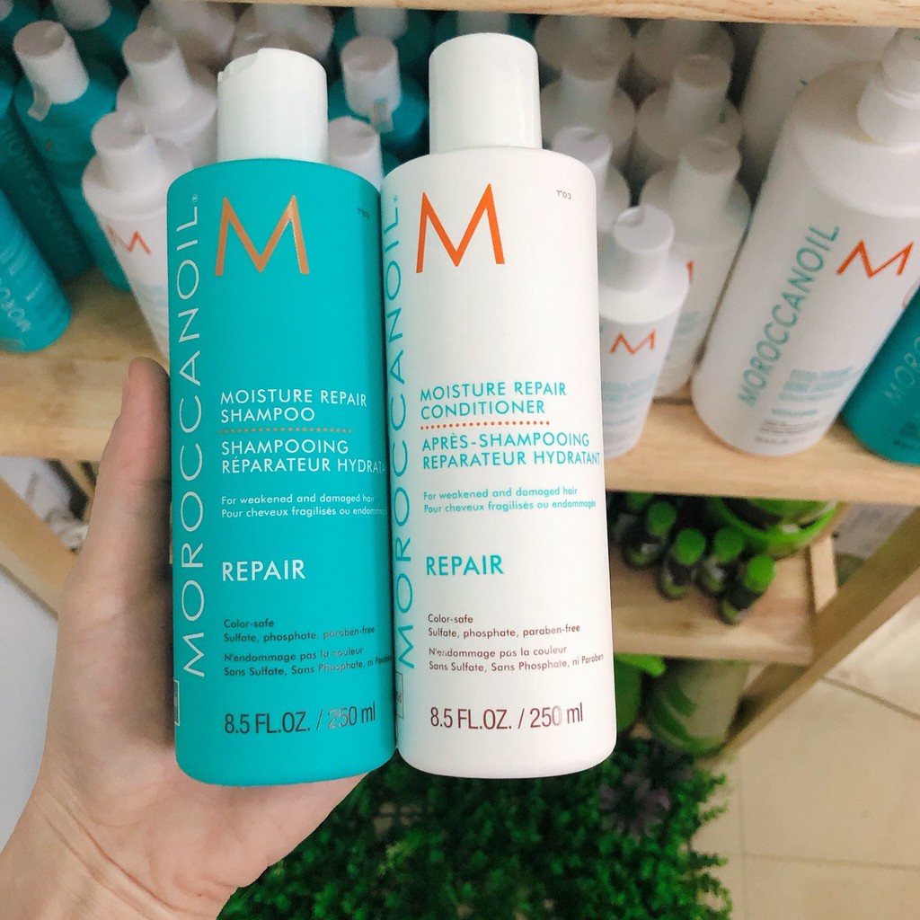 Dầu gội xả phục hồi tóc hư tổn Moroccanoil Moisture Repair 250mlx2