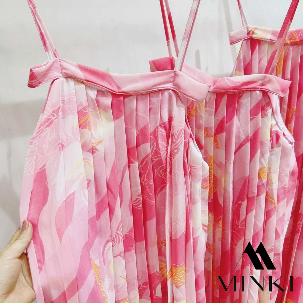 ĐẦM MAXI HOA VÂN DẬP LY - CHẤT LIỆU CAO CẤP - MÀU HỒNG TIỂU THƯ | BigBuy360 - bigbuy360.vn