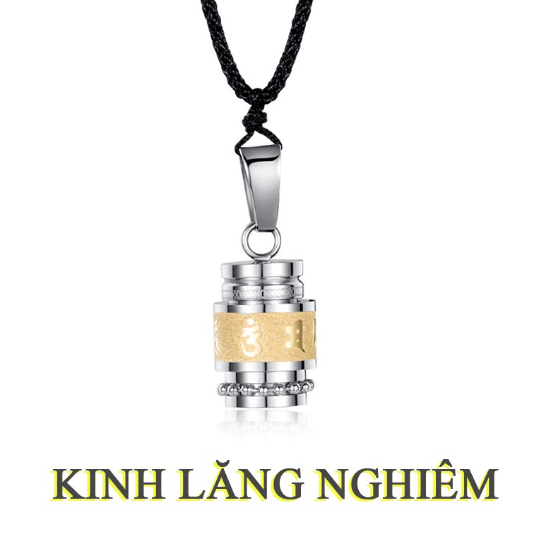 Dây chuyền xoay OM MANI PADME HUM bên trong chứa Lăng Nghiêm Kinh