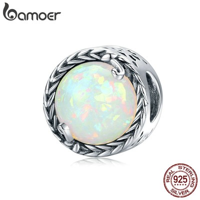 Hạt Xỏ Vòng Tay Bamoer SCC1576 Bằng Bạc 925 Nhiều Màu Đơn Giản Làm Vòng Tay DIY Cho Nữ