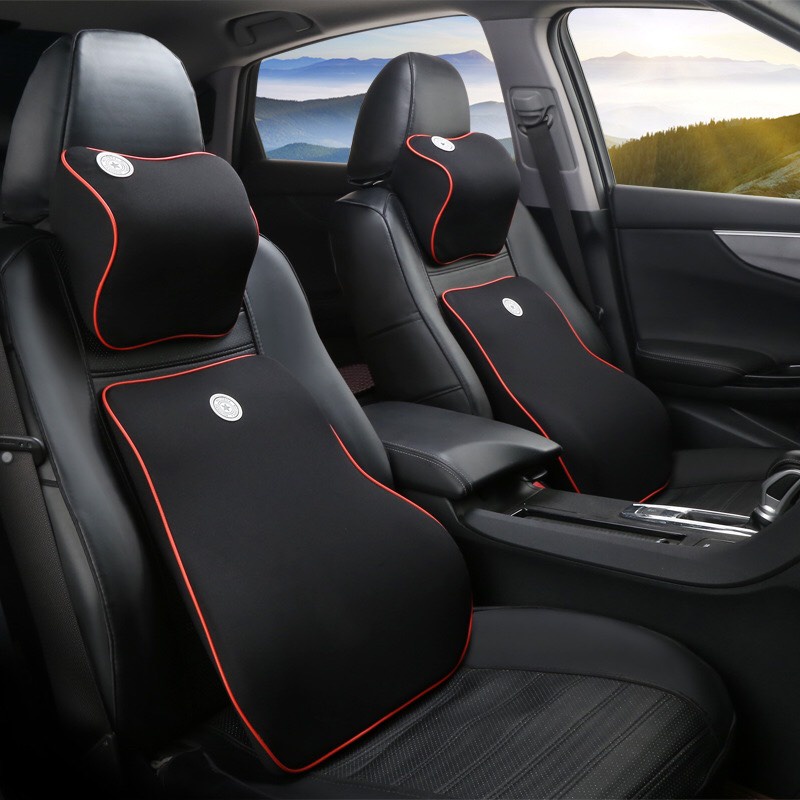 Gối Tựa Đầu Và Tựa Lưng Ô TÔ LUXCAR Cao Su Non Cao Cấp, Chống Đau Mỏi Lưng, Vai, Cổ