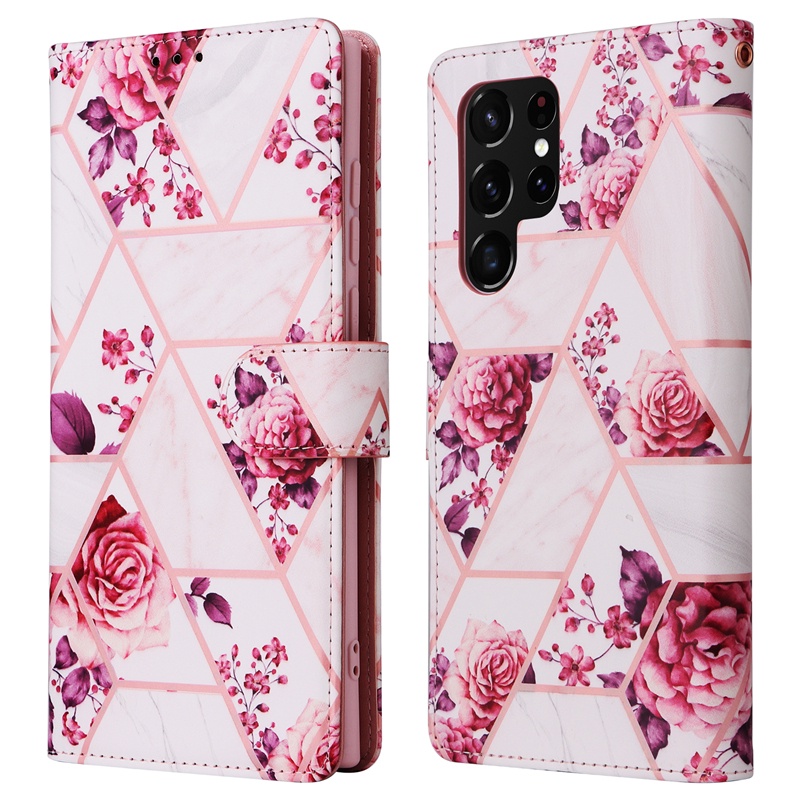 Vỏ đẹp! Ốp Điện Thoại Da Gập Hoa Văn Cẩm Thạch Dành Cho Samsung Galaxy S22 S21 S20 FE Ultra S10 Plus