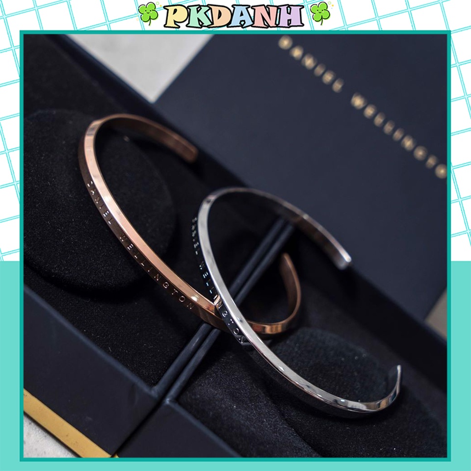 Vòng tay cuff kim loại nam nữ đeo tay trơn thép Titan kiểu chữ C DW cho cặp đôi không gỉ PKDANH