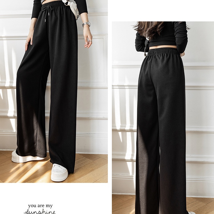 SUXI Quần Dài Ống Rộng Lưng Cao Màu Sắc Đơn Giản Dễ Phối Đồ Thời Trang Mùa Hè Cho Nữ