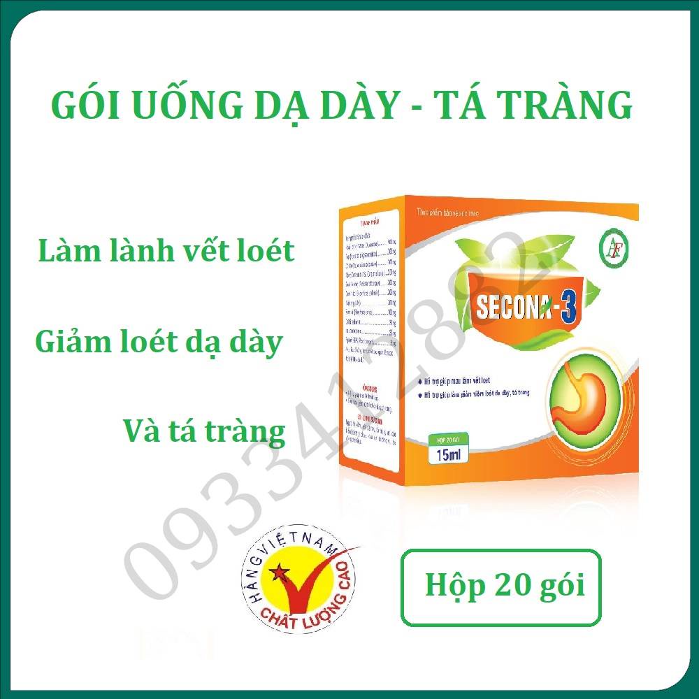 Dạ dày, tá tràng, nhuận tràng gói uống Secona-3, hộp 20 gói giúp giảm viêm loét dạ dày và tá tràng hiệu quả