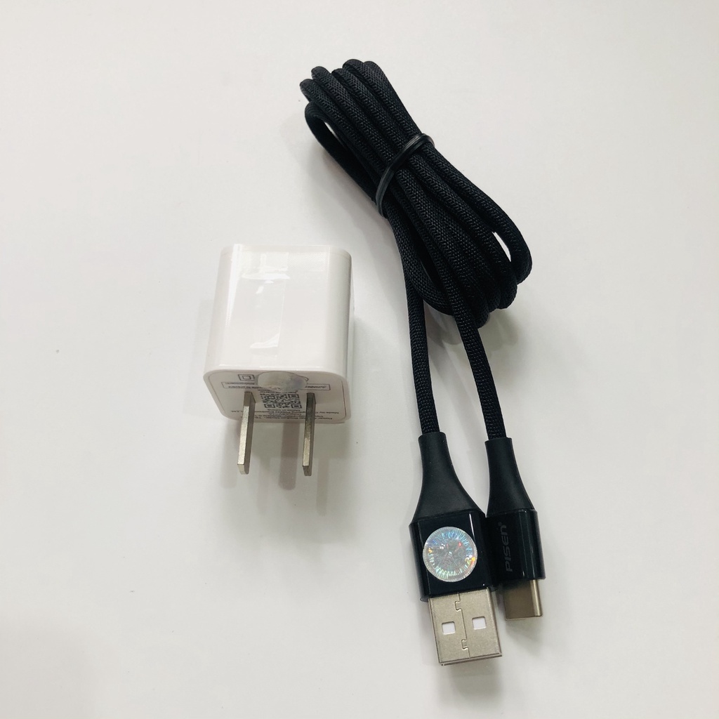 Combo Sạc Pisen I Charger 1A  + Dây sạc Type C 1,2m - HÀNG CHÍNH HÃNG