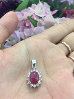 Set mặt dây ruby và dây Bạc