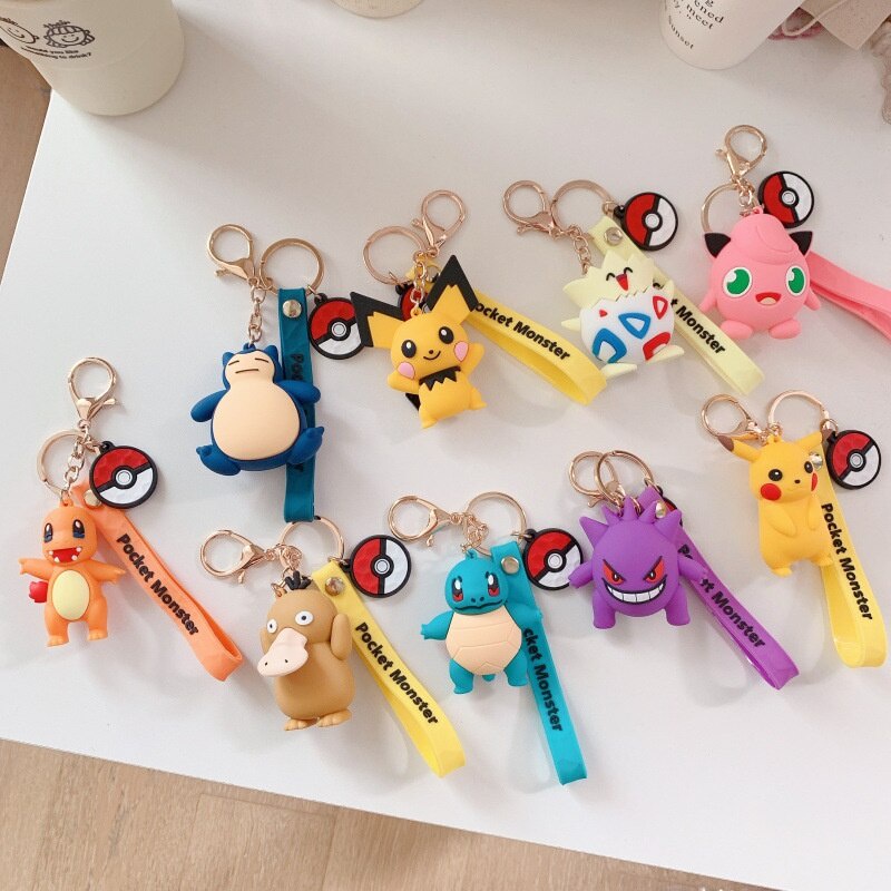 móc khoá anime móc khoá cute Phim hoạt hình Búp bê silicon Túi đeo dây chuyền Pokémon Pikachu Jenny Turtle Charizard Da Duck Mary Dew